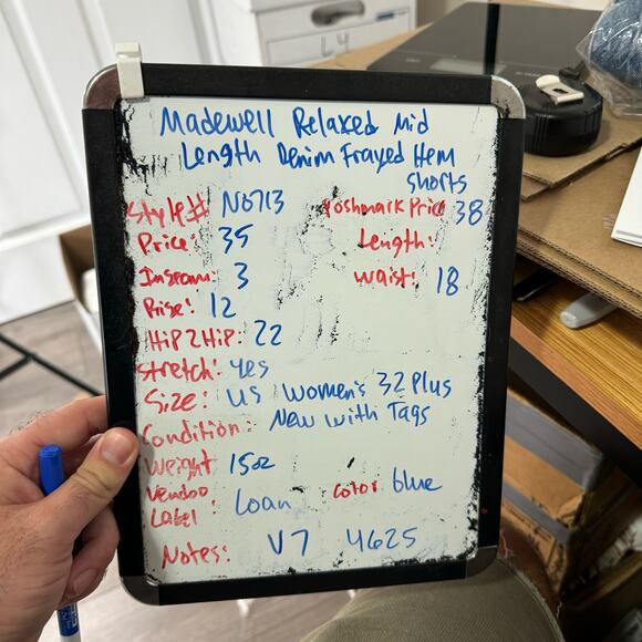 Madewell Relaxed Mid Length Denim Frayed Hem Shorts US Women's 32 Plus New - Picture 6 of 6